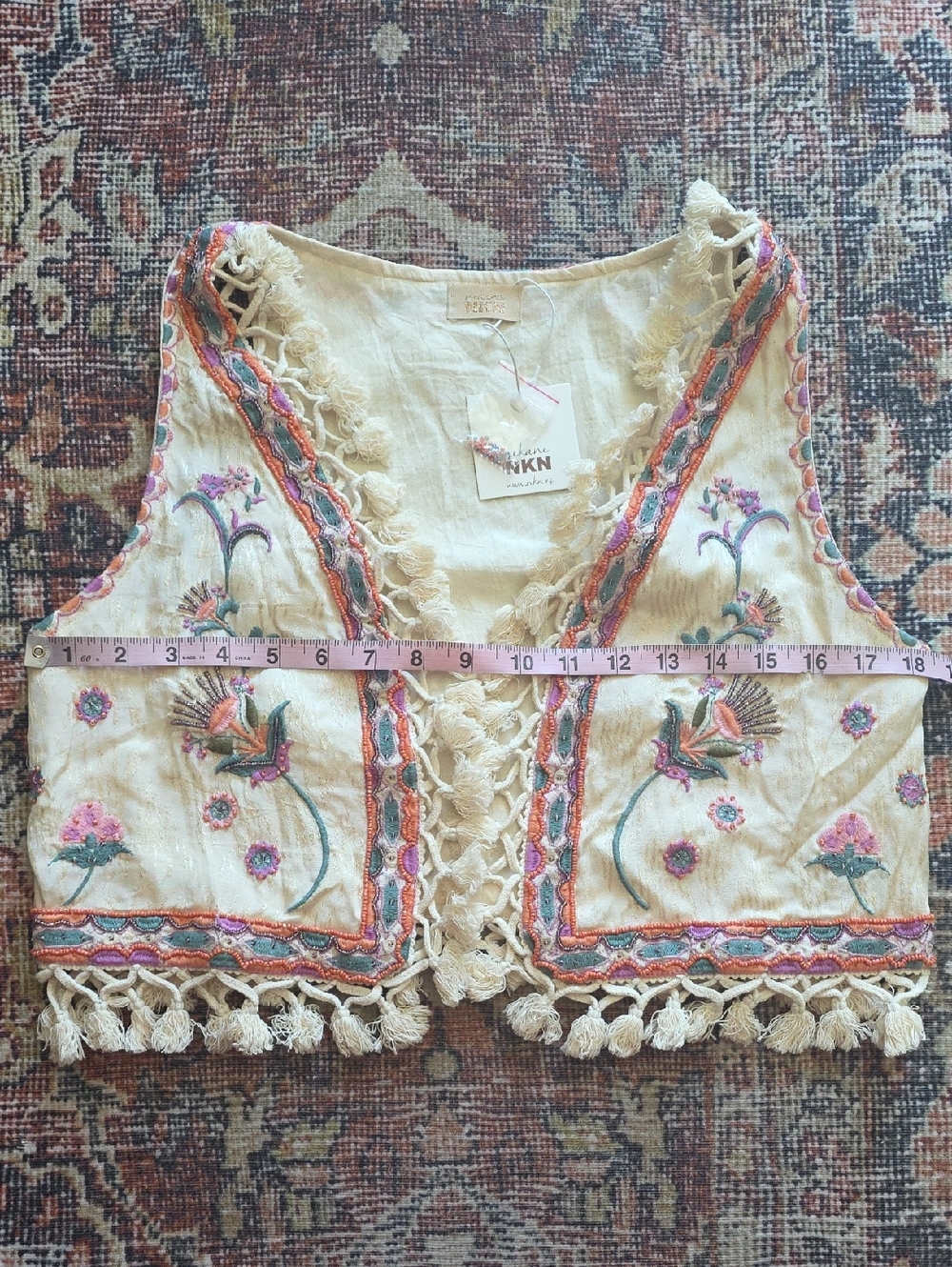 NWT NEKANE | $118 Drea Tasseled Boho Vest - Picture 7 of 9